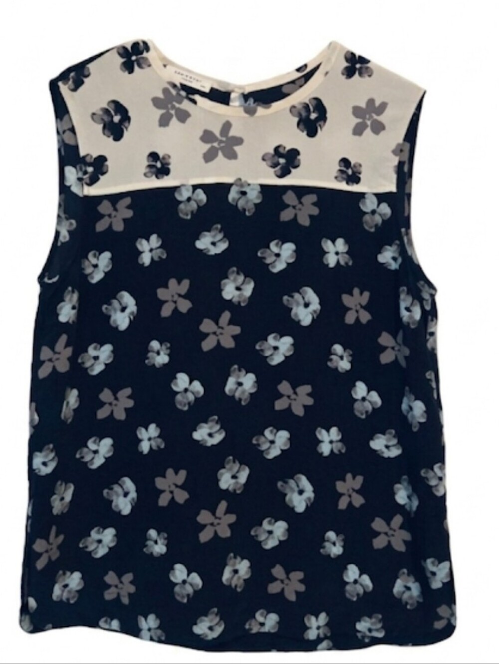 Equipment Kyle Silk Tank Top in Moonlit Petunias Floral Black White